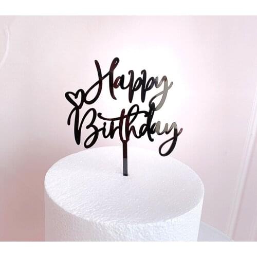 Birthday Acrylic Cake Topper For Kids Birthday Party Cake Decorations Baby Shower New Happy Birthday Cake Topper Rose Gold Heart