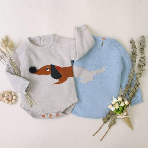 Baby Knitted Jumpsuit Boys And Girls Spring And Autumn Long-sleeved Triangle Jumpsuit Cute Knitted 0-24 years old Baby Clothes