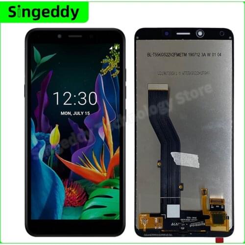 For LG K20 2019 LM-X120EMW LMX120EMW LM-X120 K8+ LCD Display Touch Screen Digitizer Assembly with Bezel Frame 5.45'' 480*960