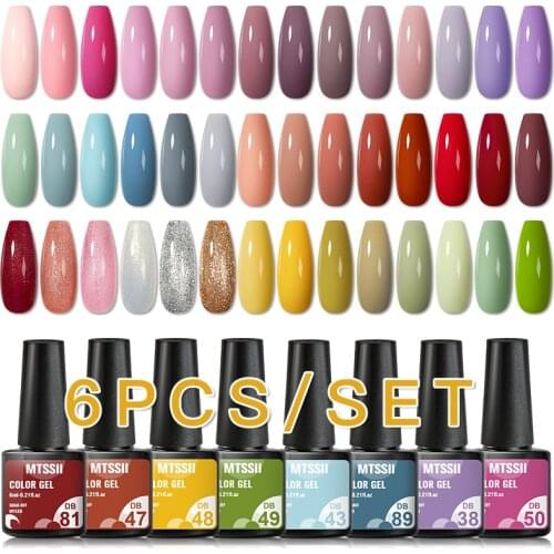 Mtssii 2/3/6pcs Nail Gel Polish Set Varnishes Semi Permanent Hybrid UV Gel For Manicure Need Cured Base Top Coat Nail Gel Kits
