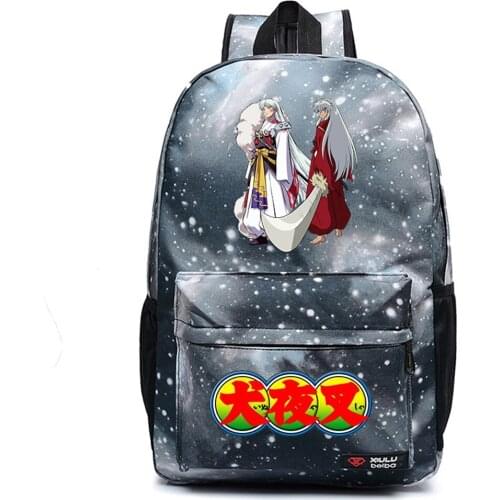 Anime Inuyasha Backpack Canvas Packsack Teenger Schoolbag High Quality Casual Unisex Student Travel Laptop Bag