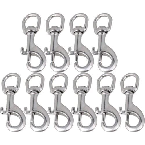 10Pcs 304 Stainless Steel Length 80mm Swivel-Eye Bolt Snap Hook Round Eye Swivel Keychain Strap