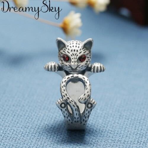 Romantic Style New Luxury Silver Color Big Cat Rings For Women Wedding Retro Adjustable Size Ring Party Gifts