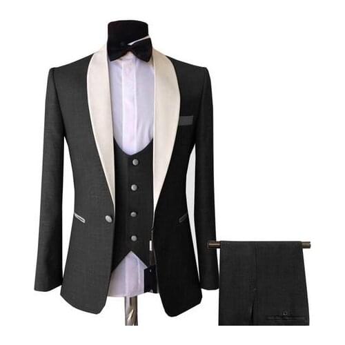 Italian Colorful Mens 3 Pieces Suits Slim Fit Business Groom Jacket Tuxedos Blazer for Wedding Prom Evening(Blazer+Vest+Pants)