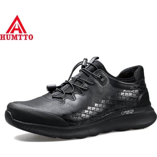 High Quality Genuine Leather Hiking Shoes Men Elastic Band Outdoor Sneakers Soft Non-slip Light Trekking Sports Shoes for Male