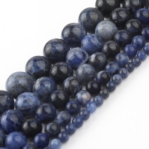Wholesale 4 6 8 10 12mm Natural Old Blue Sodalite Round Beads For Jewelry DIY Making Bracelet 15inch/strand Pick Size F00116