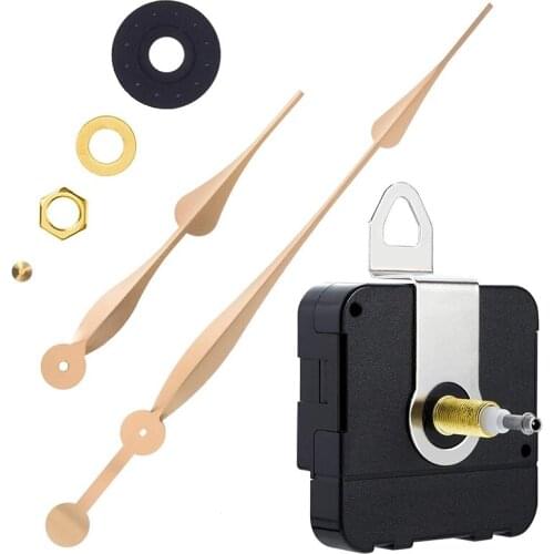 High Torque Long Shaft Clock Movement Mechanism with 12 Inch Long Spade Hands (Gold)