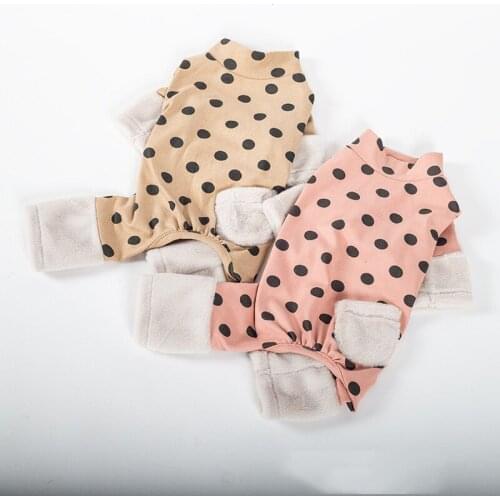 Cute Dots Dog Jumpsuit Pajamas Chihuahua Yorkies Small Dog Costume Overalls Winter Pet Clothes Outfit Garment Dropship Dog Coat