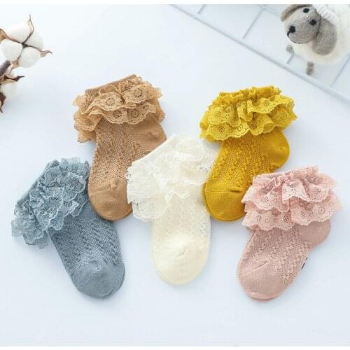 Newborn Socks Lace Princess Cotton Baby Socks Short Lace Pricess Cute Sweety Mesh Ankle Sock Girl Combed Cotton