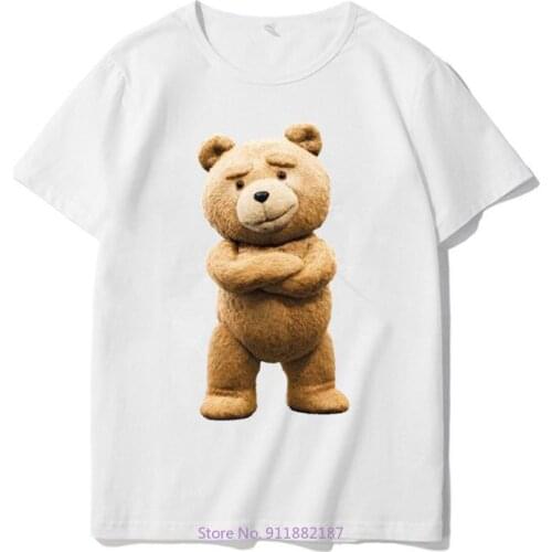 Mens Casual Cute Movie Ted 2 T-shirts 100% Short Sleeve O-Neck White Tee Shirts Tops Clothing mens t shirts