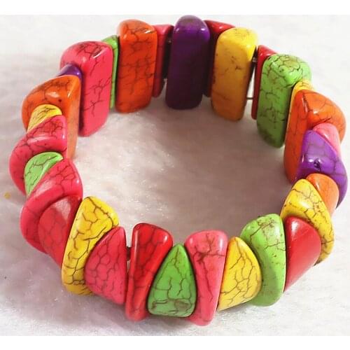 Pretty color turkey calaite turquoises stone fashion women lady girls party gift bracelet charms bangle jewelry 7.5inch GE1267