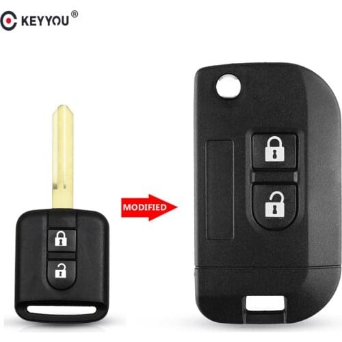 KEYYOU 2 Buttons Flip Folding Remote Key Shell Car Case Fob Cover for Nissan Qashqai primera Micra Navara Almera Note Sunny