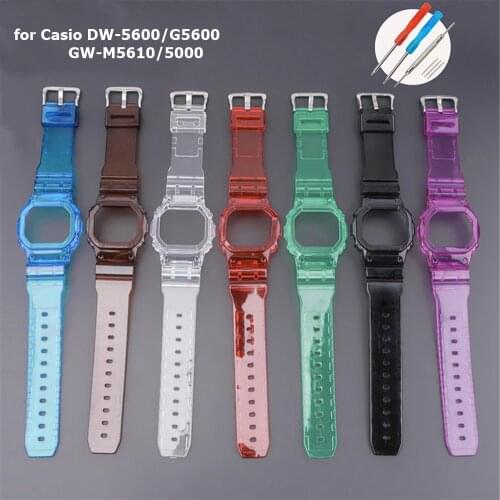 Watch Strap Case for Casio G-Shock DW-5600/5000 GW-M5610 G-5600 GLX-5600 Resin Replacement Refit Wrist Band Bracelet Accessories