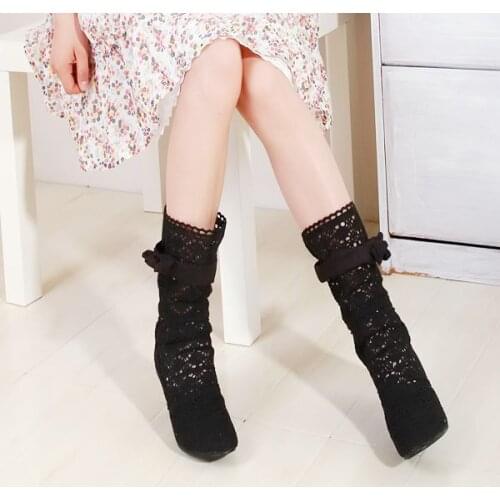 Classic new wild summer openwork net boots spring and summer high boots long boots lace increased female boots