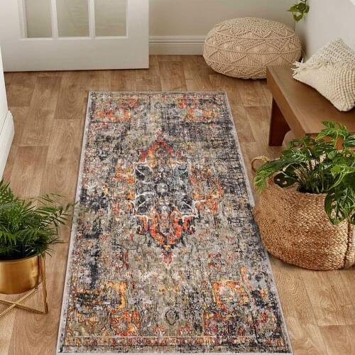 Grey orange color shape ethnic patterned carpet modern carpet living room carpet free shipping soft textured carpet