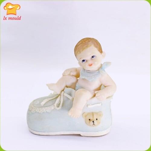 Baby&Shoes Candle Casting Silicone Mold Boy Chocolate Candy Cake Jelly Mould