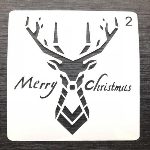 Merry Christmas Stencils Window Painting Reindeer DIY Craft Hollow Layering Stencil For Wall Scrapbooking Greeting Cards Making