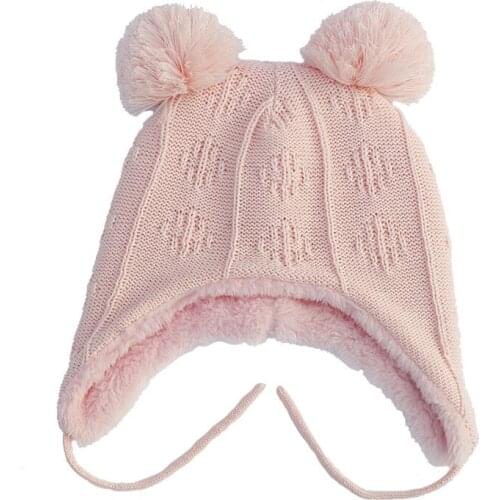 Earflap Hat Winter Boy Girl Beanie Kids Warm Fleece Pompom Outdoor Skiing Accessory For Baby Toddlers