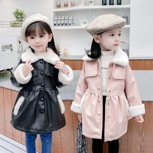 Girls thickened PU cotton-padded jacket 9