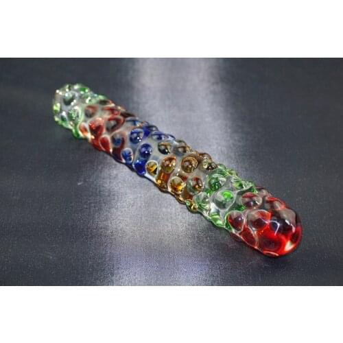 Colorful dotted Pyrex Glass Dildo Crystal fake penis Anal butt plug Female male masturbation Adult product Sex toy for women men