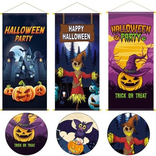 Halloween Custom Canvas Painting Poster Door Ornament Festival Treat or Trick Couplets Banner Doorway Cloth Curtain
