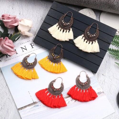 Exknl Fringed Korean drop Tassel Earrings for Women Geometric Fashion Statement Earring Jewelry Gift Pendientes Weekend Party