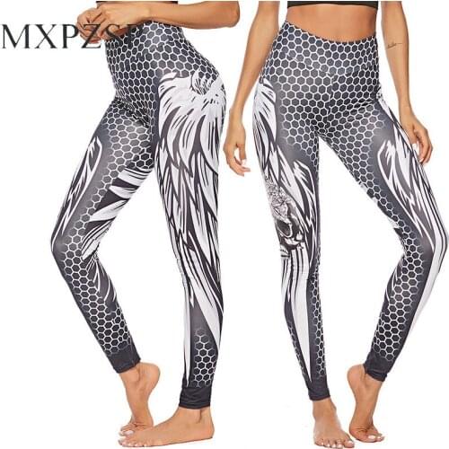 Women Sport Leggings Yoga Pants Skull Print Workout Fitness Clothing Jogging Running Black Pants Gym Sportswear Yoga Legging XL
