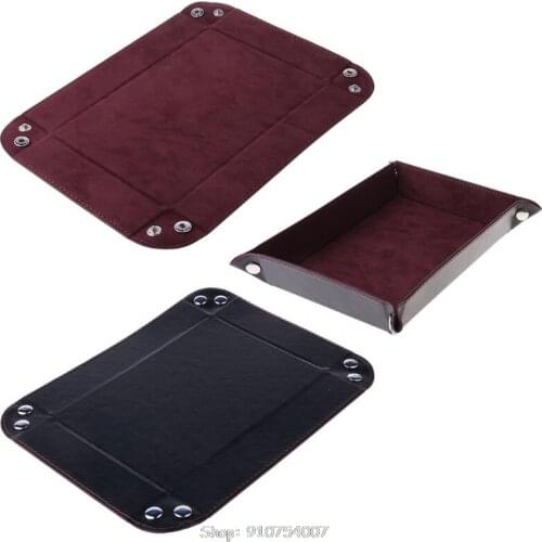 1pc Rectangle PU Leather Dice Trays Foldable Storage Box Table Games Key Coin Box N04 20 Dropship