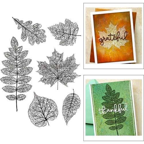 2021 New Maple Leaf Clear Stamps Sets Spring and Leaves Die Scrapbooking For Crafts Thank You Card Making no Metal Cutting Dies