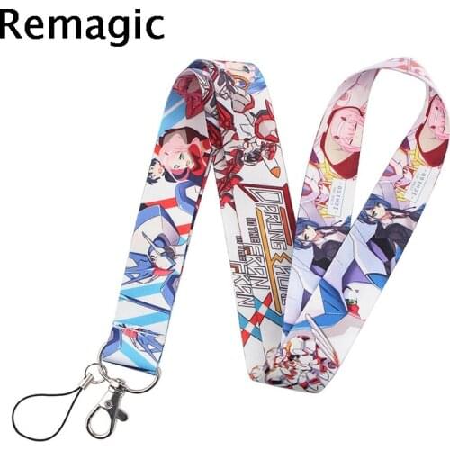 20pcsDARLING in the FRANXX Lanyard for Keys Phone Cool Neck Strap Lanyard for Camera Whistle ID Badge Cute webbings ribbons Gift