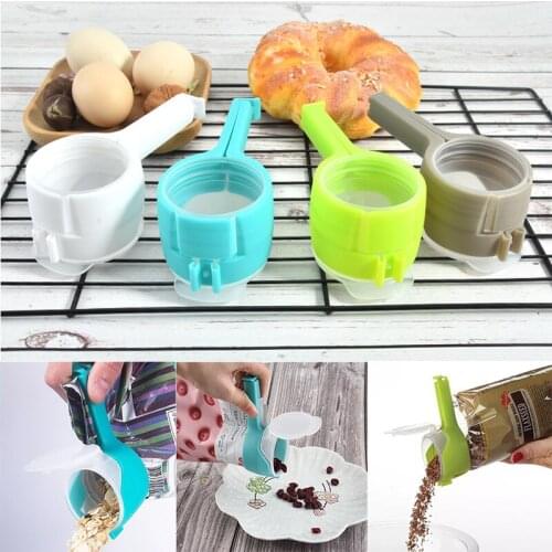4 Color Seal Pour Food Storage Bag Clips Kitchen Multifunction Bag Clamp Snack Oatmeal Sealing Clip Food Saver Kitchen Gadgets