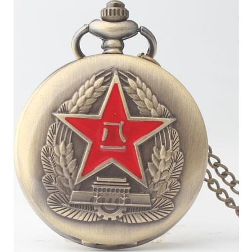 50pcs/lot Vintage Bronze Star Wheat Quartz Pocket Watch Necklace Men Women Pendant Gift Watches Wholesale