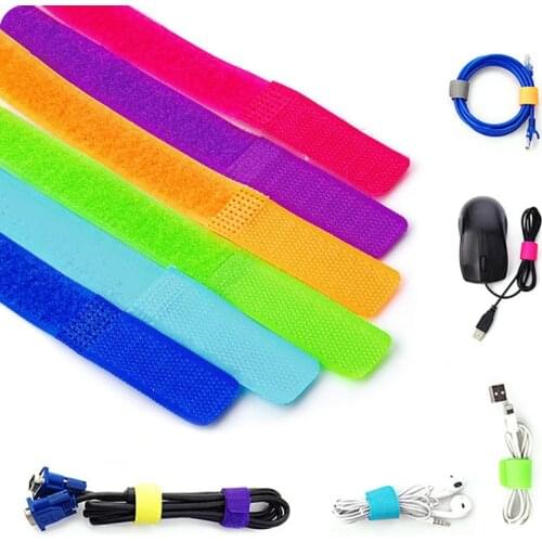 50Pcs Reusable Cable Nylon Magic Strap Cable Wire Cord Ties Tidy Organiser Desk Management for Cable Winder