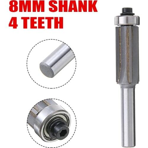8mm 4 Teeth Router Bit Carbide Flush Trim Router Bit Bearing Woodworking Cutter Router Bits