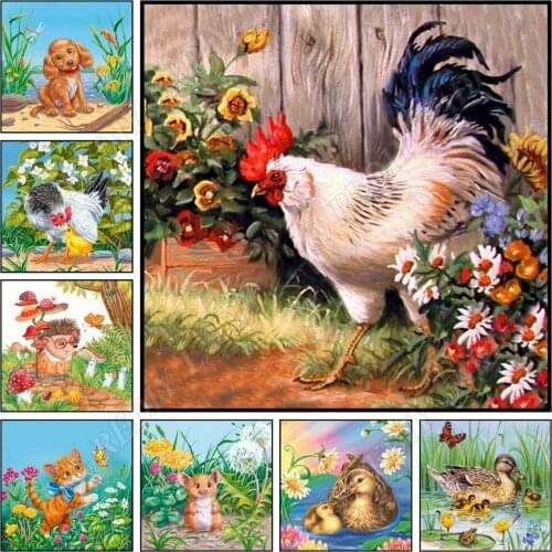 Diamond Painting Plein Square / Round Diamond Cross Stitch Crystal Diamond Embroidery Animals Mosaic Kit Pixel Hobby & Crafts