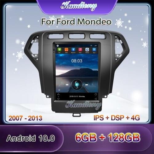 Kaudiony 10.4" Tesla Style Android 10.0 Car Radio For Ford Mondeo Car DVD Multimedia Player Auto GPS Navigation 4G DSP 2007-2013