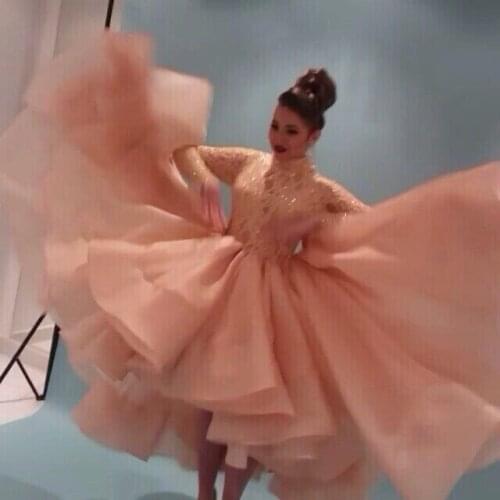 Vestidos Saudi Arab Ball gown Organza/Lace Length High Collar Long Sleeve Evening gown 2018 mother of the bride dresses