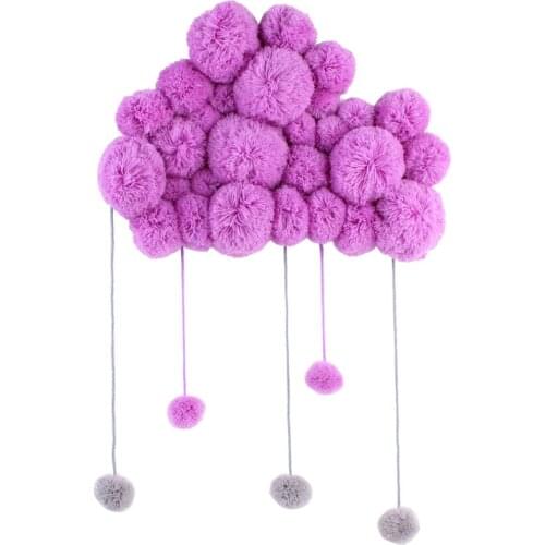 Coral Velvet Ball Hanging Cloud Pompom Photography Props Infant Dreamcatcher Fur Pompom Ball Cloud Nursery Baby Room Decor