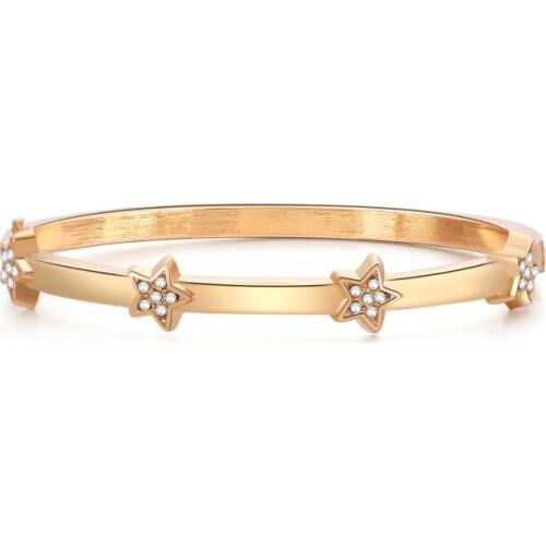 ORNAPEADIA Alloy Magnetic Buckle Bracelet Star Design Crystal Cute Round All-match Female Jewelry Bangles for Women