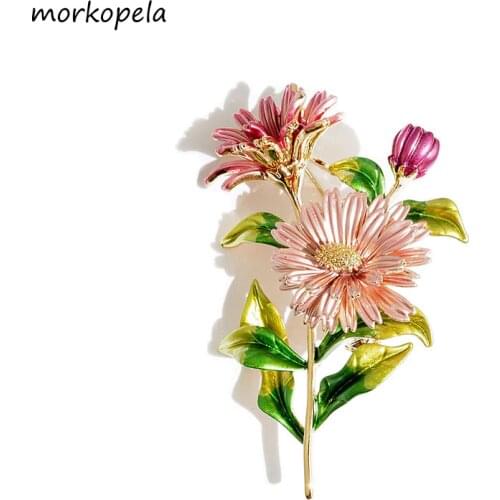 Morkopela Daisy Flower Enamel Pin Womens Pins And Brooches Fashion Brooches Bouquet Clothes Jewelry Gift For Women