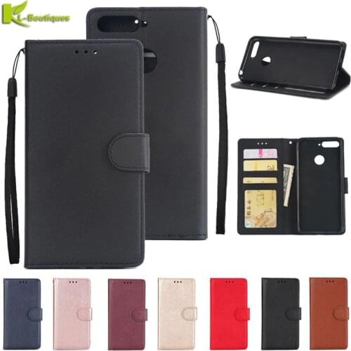 Y6 Prime 2018 Leather Case on for Huawei Y6 Prime 2018 Y5 Y6 Y7 Y9 2019 Cover Classic Solid Color Flip Wallet Phone Cases Coque