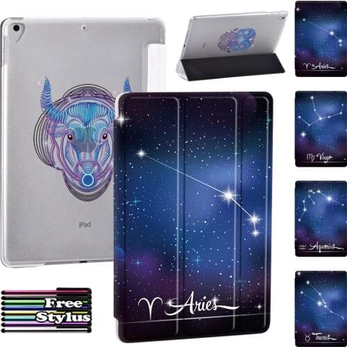 Tri-fold Cover Case for Apple IPad Air 4 10.9"/Air 3 10.5"/Air 1 2 9.7 - Star Pattern Leather Smart Tablet Case + Free Stylus