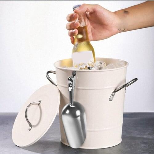 Home Outdoor Creative Beer Champagne Red Wine Ice Sheet Iron Small Ice Bucket With Cover With Shovel With Handle