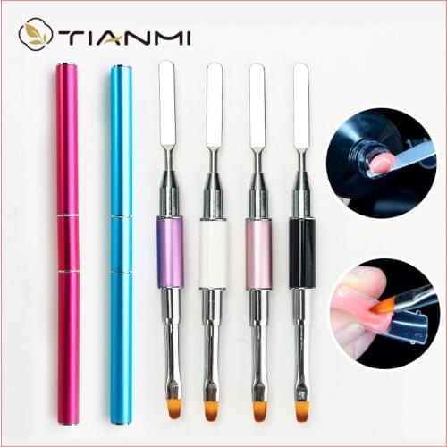 TIANMI 1pc Double Side Nail Art Brush Spatula Take Gel Pen Manicure Tip Extension Acrylic Builder Accessory Nail Tool New Design