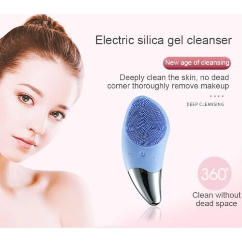 Electric Facial Cleansing Brush Silicone Sonic Vibration Face Cleanser Massager Skin Deeply Pore Washing Massage Instrument Brus