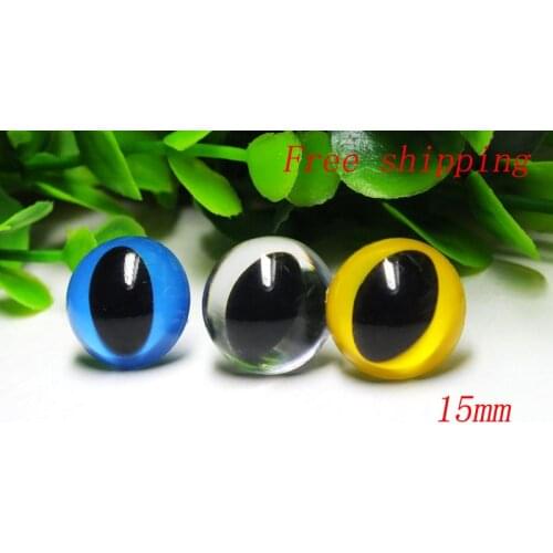 Fress ship!!!60pcs 15mm bule- White -yellow color Animal Eyes Safety Eyes CAT Eyes for Amigurumi