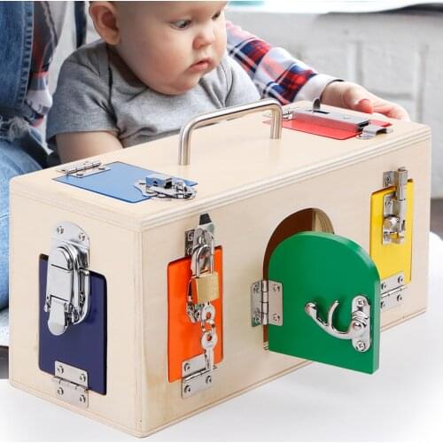 Montessori Toys For Kids Colorful Lock Box Wooden Blocks Early Educational Baby Sensory Preschool Training Game Children Gift