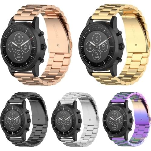 For Fossil Gen 4 Q Venture HR Watch Bands 18mm Metal Replacement Strap Wristbands Bracelet for Ticwatch C2/ Garmin Vivoactive 4s