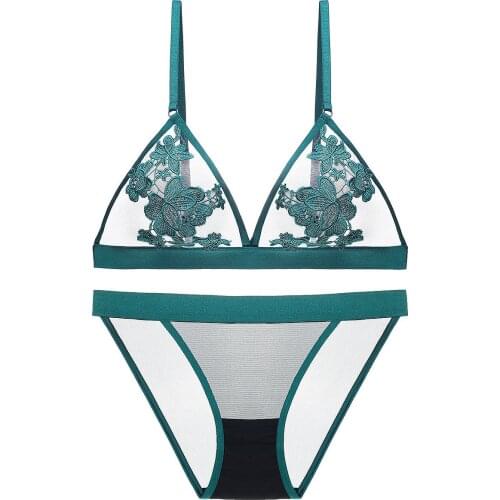 Exquisite Embroidered Thin Sexy Transparent Womens Underwear Bra Set Women Lingerie Sets Lingerie Femme Bra Set