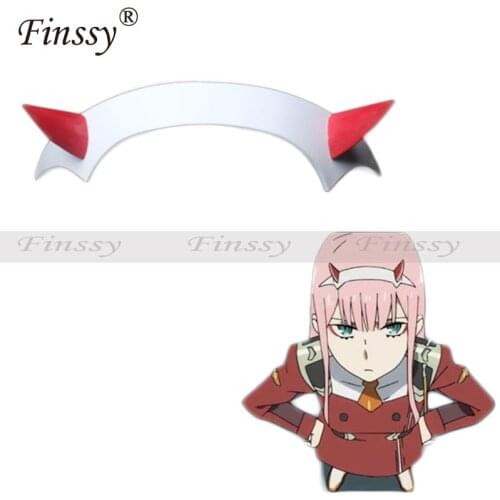 Code 002 Beautiful Girl Demon Robot Anime Blue Red Devil Horn Cosplay Headwear DARLING in FRANXX